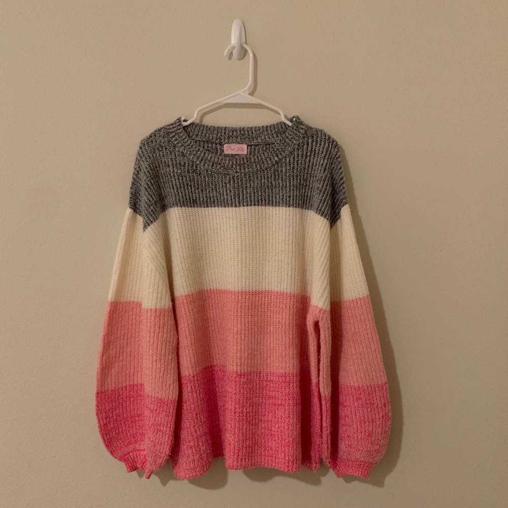 Pink Lily Colorblock Striped Sweater S